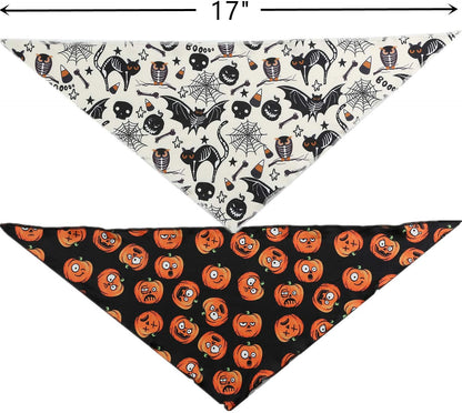 2 Pack Halloween Bandana for Dogs,Triangle Bibs Pet Scarf for Dogs