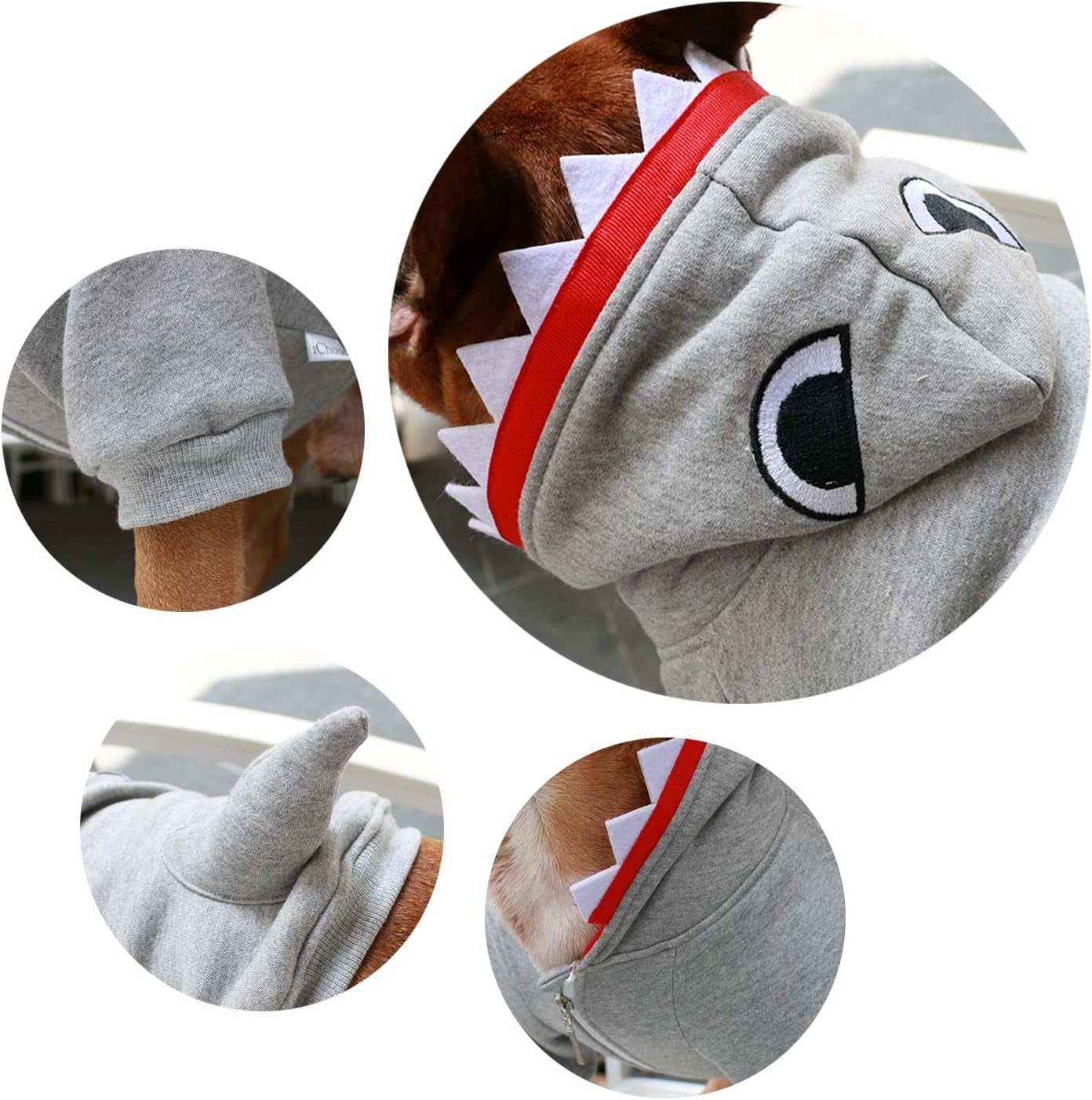 I Am a French Bulldog Shark Dog Halloween Costumes Clothes Sweater Cute Funny for Small Dogs Cold Weather Winter Coats Hoodies Frenchie English Pug Pitbull Corgi Puppy - Grey/Medium