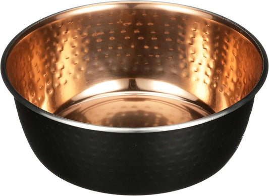 Hammered Decorative Designer Bowls - Luxury Style Premium Dog and Cat Dishes (Large, Black Copper)
