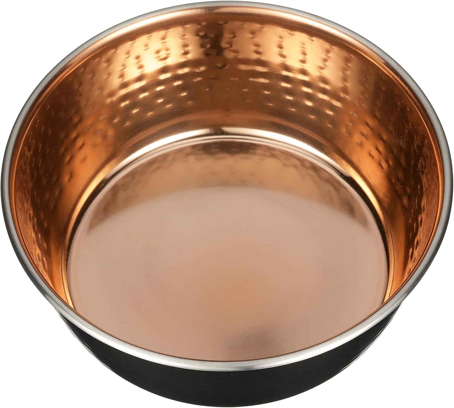 Hammered Decorative Designer Bowls - Luxury Style Premium Dog and Cat Dishes (Large, Black Copper)