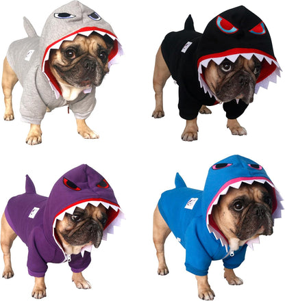 I Am a French Bulldog Shark Dog Halloween Costumes Clothes Sweater Cute Funny for Small Dogs Cold Weather Winter Coats Hoodies Frenchie English Pug Pitbull Corgi Puppy - Grey/Medium